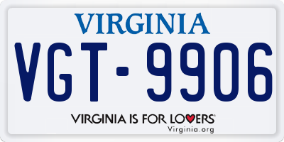 VA license plate VGT9906
