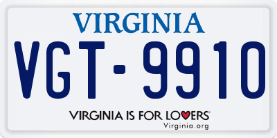 VA license plate VGT9910