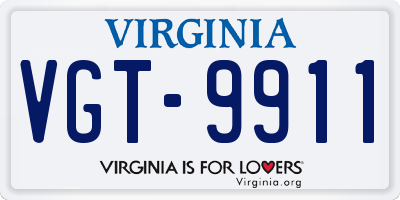 VA license plate VGT9911