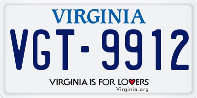 VA license plate VGT9912