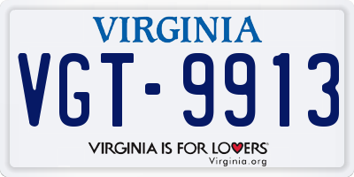 VA license plate VGT9913