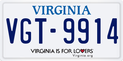 VA license plate VGT9914
