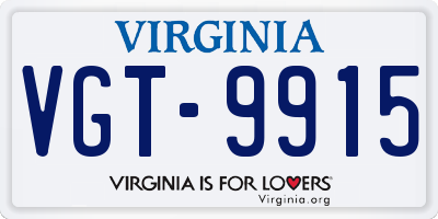 VA license plate VGT9915