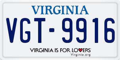 VA license plate VGT9916