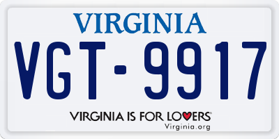 VA license plate VGT9917