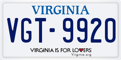 VA license plate VGT9920