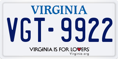 VA license plate VGT9922
