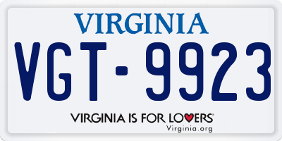 VA license plate VGT9923