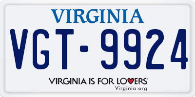 VA license plate VGT9924