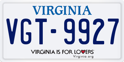 VA license plate VGT9927