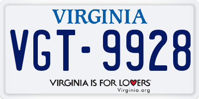 VA license plate VGT9928