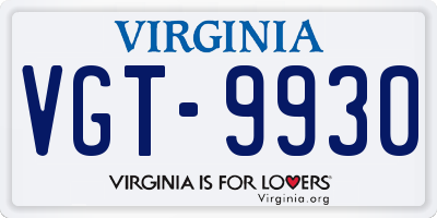 VA license plate VGT9930