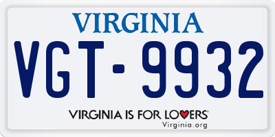 VA license plate VGT9932