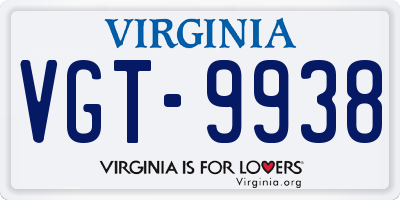 VA license plate VGT9938