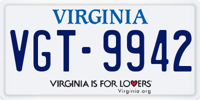 VA license plate VGT9942