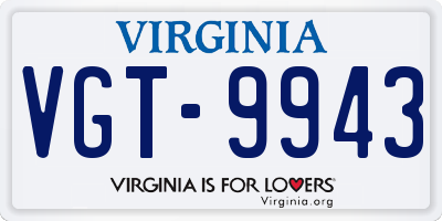 VA license plate VGT9943