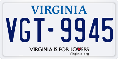 VA license plate VGT9945