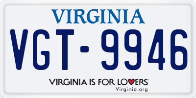 VA license plate VGT9946