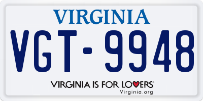 VA license plate VGT9948