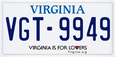 VA license plate VGT9949