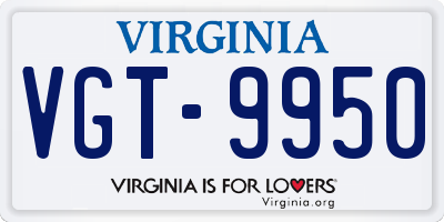 VA license plate VGT9950