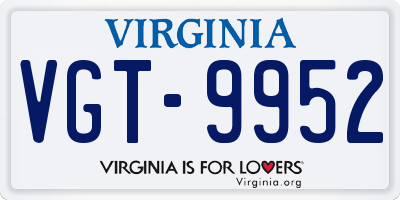 VA license plate VGT9952
