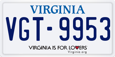 VA license plate VGT9953