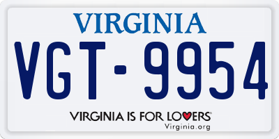 VA license plate VGT9954