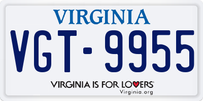 VA license plate VGT9955