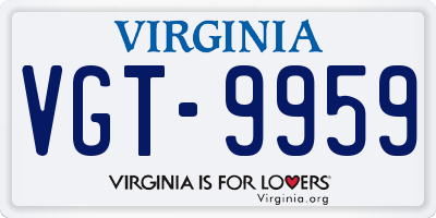 VA license plate VGT9959