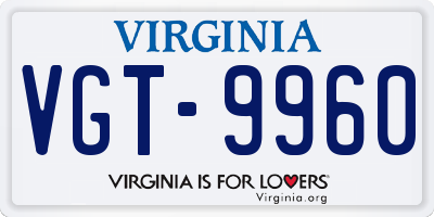 VA license plate VGT9960