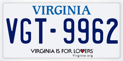 VA license plate VGT9962