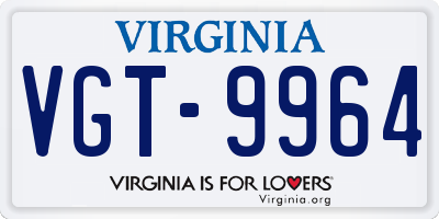 VA license plate VGT9964