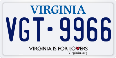 VA license plate VGT9966