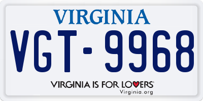 VA license plate VGT9968