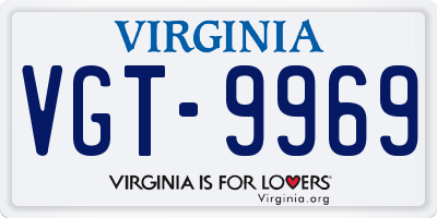 VA license plate VGT9969