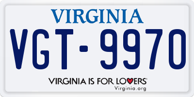 VA license plate VGT9970
