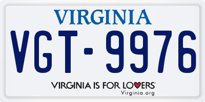 VA license plate VGT9976
