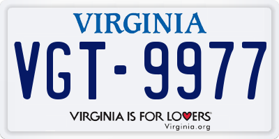 VA license plate VGT9977