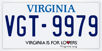 VA license plate VGT9979