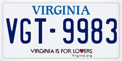 VA license plate VGT9983