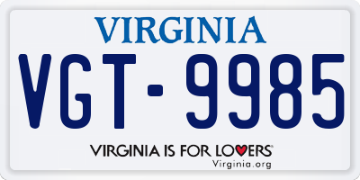 VA license plate VGT9985