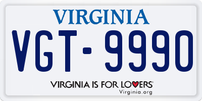 VA license plate VGT9990