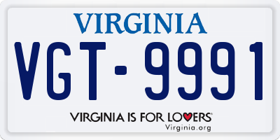 VA license plate VGT9991