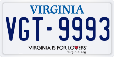 VA license plate VGT9993