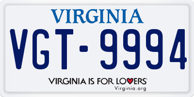 VA license plate VGT9994