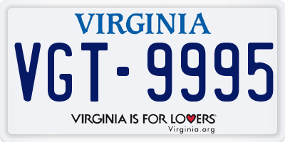 VA license plate VGT9995
