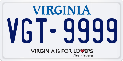 VA license plate VGT9999