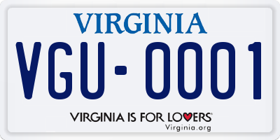 VA license plate VGU0001