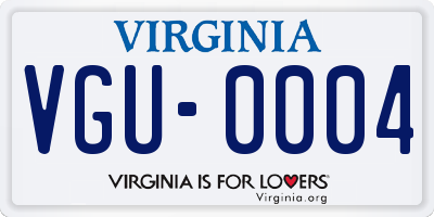 VA license plate VGU0004